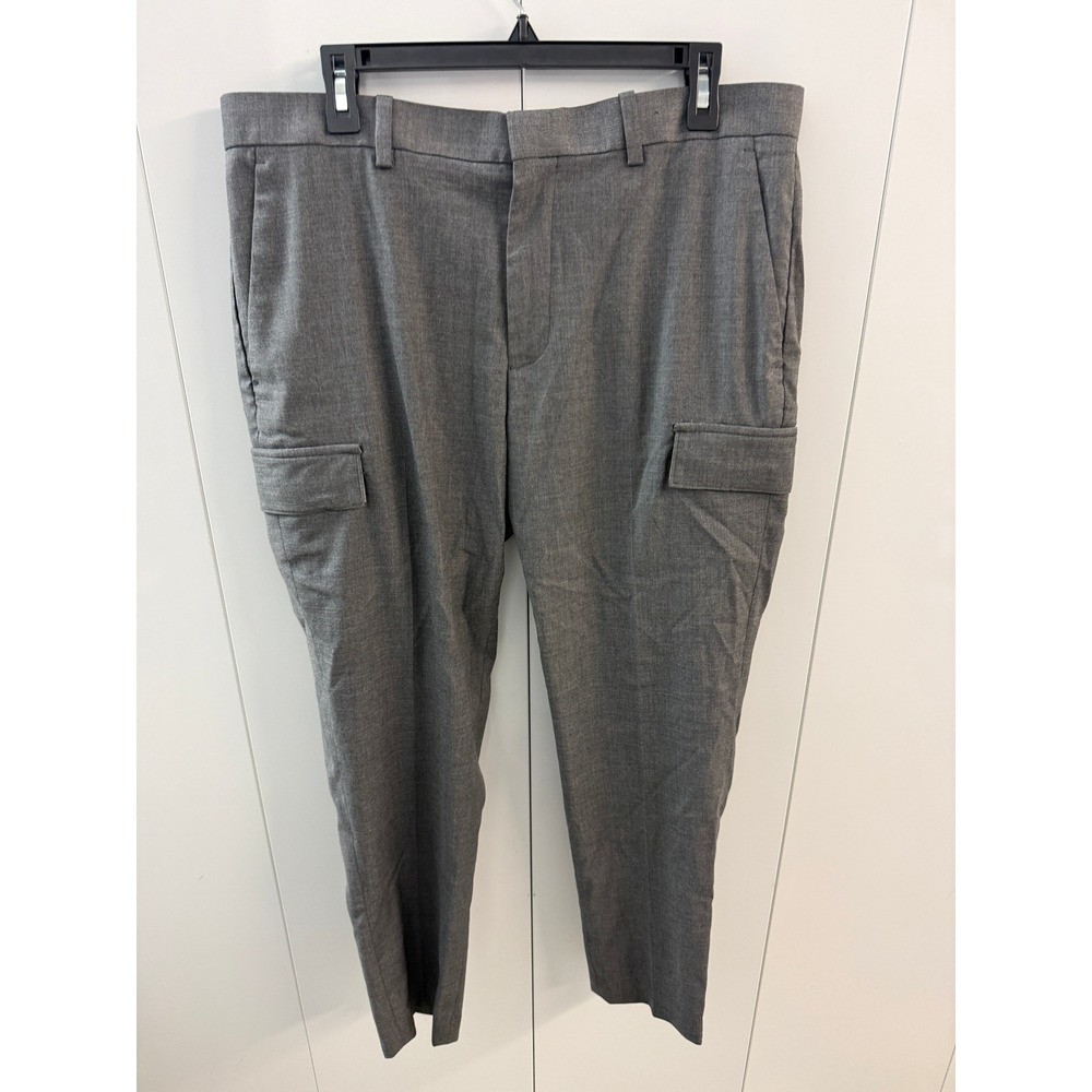 Perry Ellis Mens Tapered Fit Cargo Pants Gray Stretch 34x30 PS54585